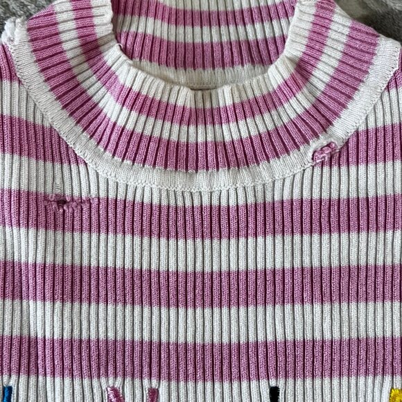UNIF Pink Striped Distressed T-Shirt – Edgy & Casual - Picture 4 of 4